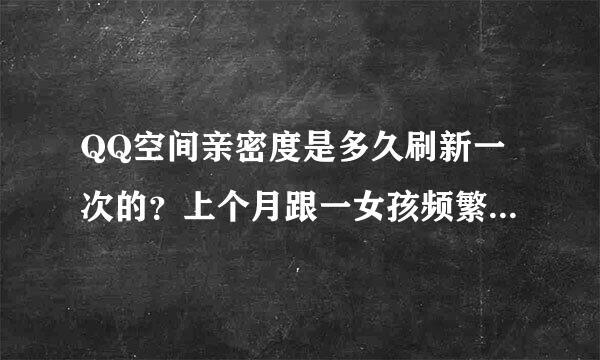 QQ空间亲密度是多久刷新一次的？上个月跟一女孩频繁聊到18号，之后闹尴尬一直冷战，到3月5号时她对我亲密度才是54，而昨天9号她对我的亲密度就直接飙到了84。7号9号我发2个说说她没给我点赞也没有她的访问记录，她是黄钻可能开隐身访问，突然涨这么多，而我经常看她给她点赞空间也就81