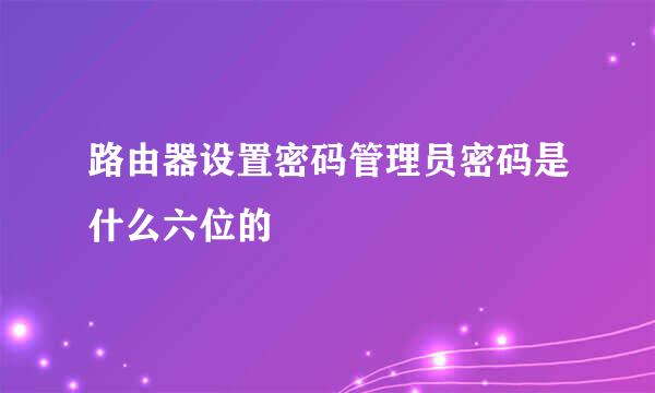 路由器设置密码管理员密码是什么六位的