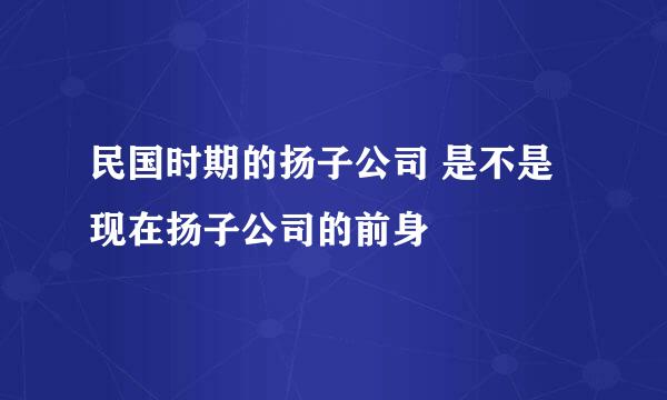 民国时期的扬子公司 是不是现在扬子公司的前身