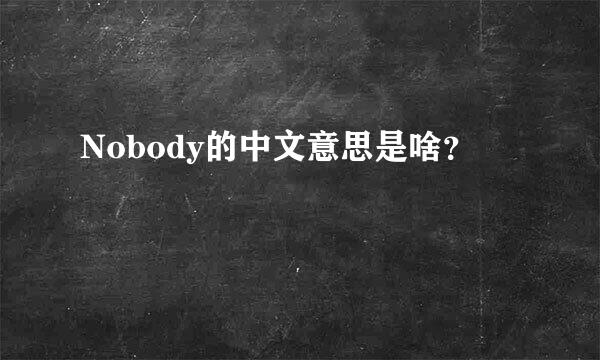 Nobody的中文意思是啥？