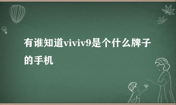 有谁知道viviv9是个什么牌子的手机