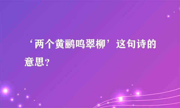 ‘两个黄鹂鸣翠柳’这句诗的意思？