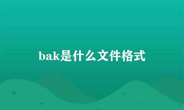 bak是什么文件格式