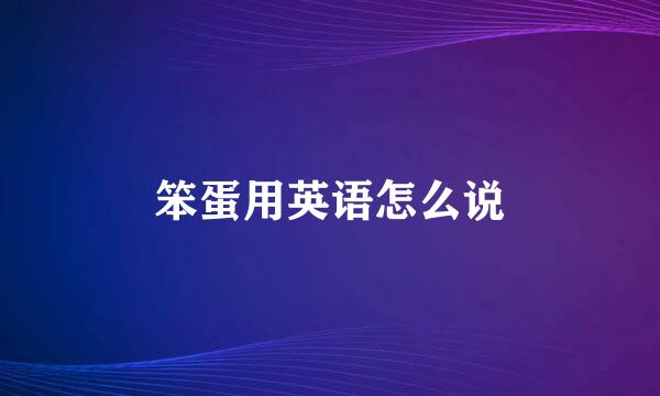 笨蛋用英语怎么说