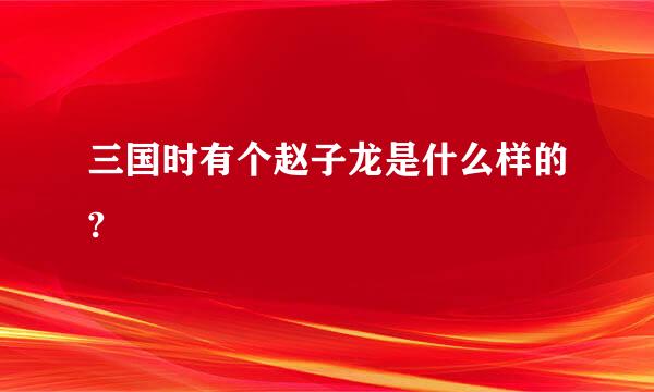 三国时有个赵子龙是什么样的?