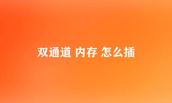 双通道 内存 怎么插