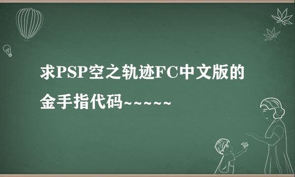 求PSP空之轨迹FC中文版的金手指代码~~~~~