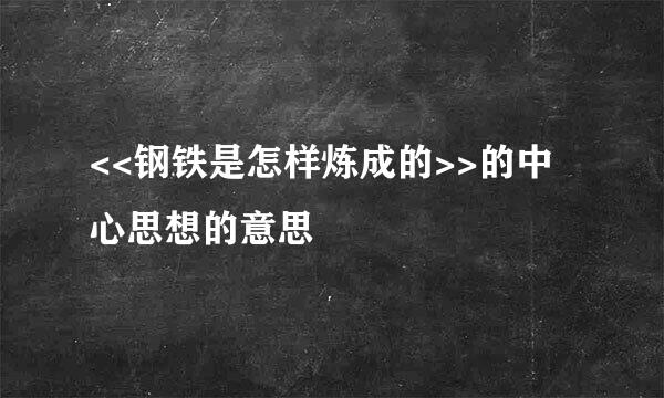 <<钢铁是怎样炼成的>>的中心思想的意思