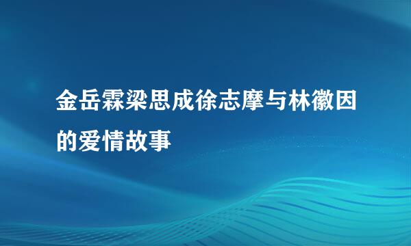 金岳霖梁思成徐志摩与林徽因的爱情故事