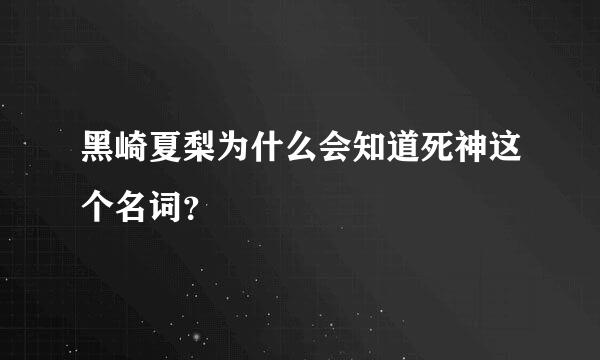 黑崎夏梨为什么会知道死神这个名词？