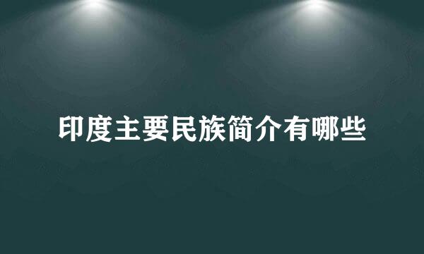 印度主要民族简介有哪些