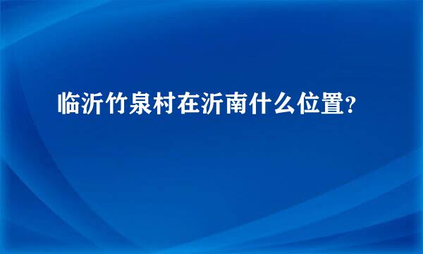 临沂竹泉村在沂南什么位置？