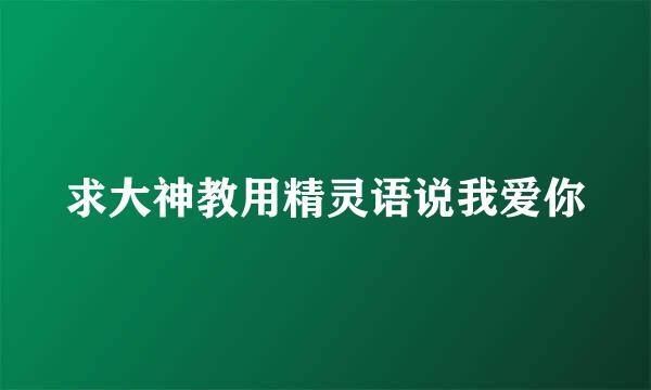 求大神教用精灵语说我爱你