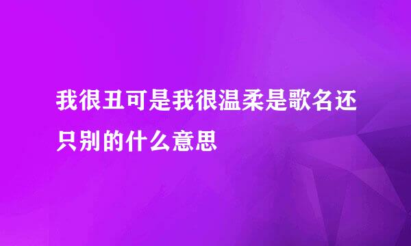 我很丑可是我很温柔是歌名还只别的什么意思