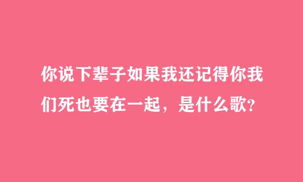 你说下辈子如果我还记得你我们死也要在一起，是什么歌？