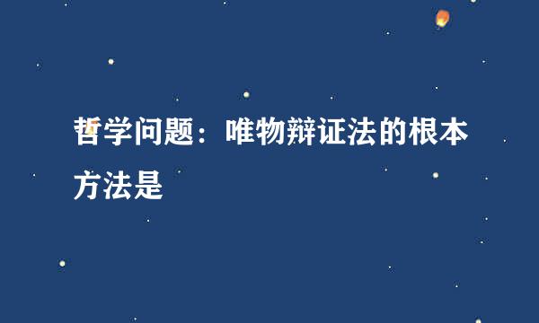 哲学问题：唯物辩证法的根本方法是