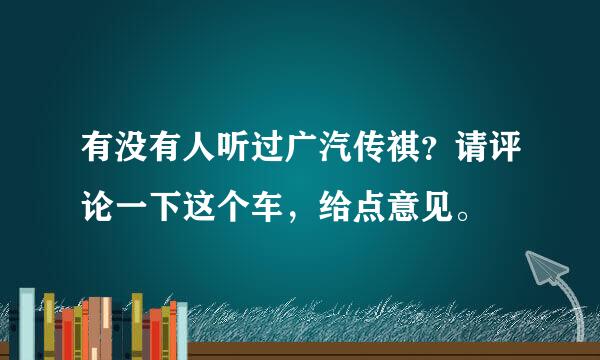 有没有人听过广汽传祺？请评论一下这个车，给点意见。