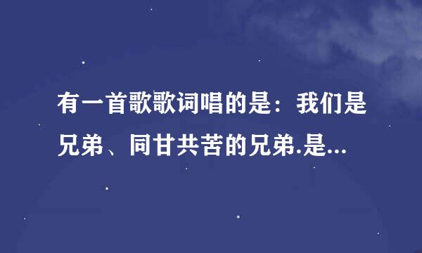 有一首歌歌词唱的是：我们是兄弟、同甘共苦的兄弟.是什么歌？