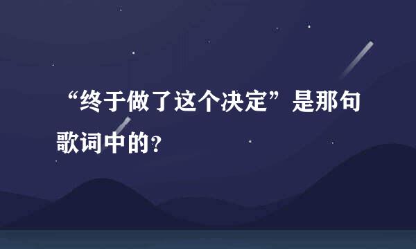 “终于做了这个决定”是那句歌词中的？