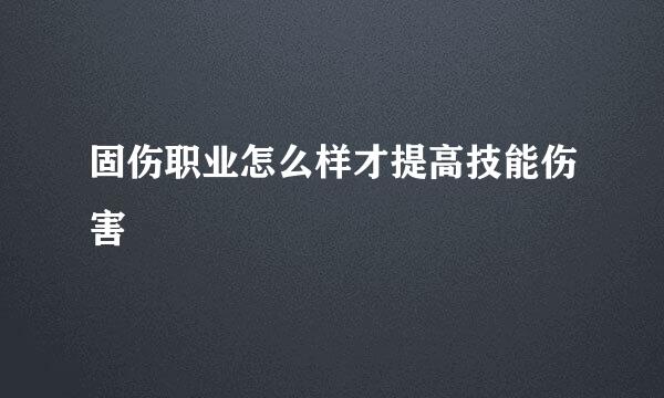 固伤职业怎么样才提高技能伤害