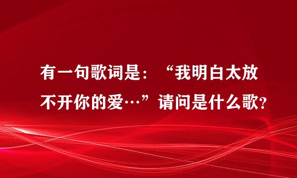 有一句歌词是：“我明白太放不开你的爱…”请问是什么歌？