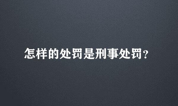 怎样的处罚是刑事处罚？