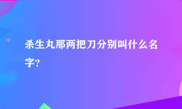 杀生丸那两把刀分别叫什么名字？