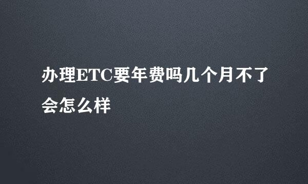 办理ETC要年费吗几个月不了会怎么样