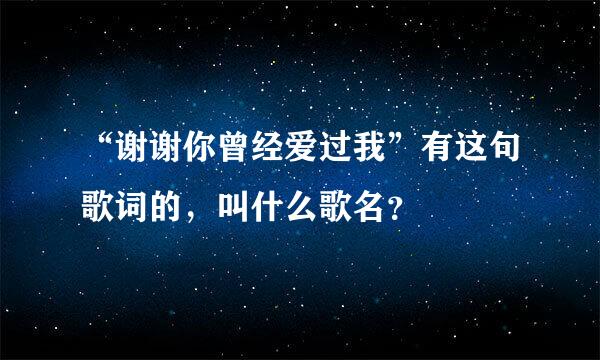 “谢谢你曾经爱过我”有这句歌词的，叫什么歌名？