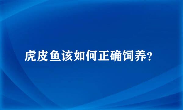 虎皮鱼该如何正确饲养？