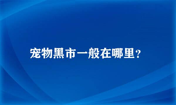 宠物黑市一般在哪里？