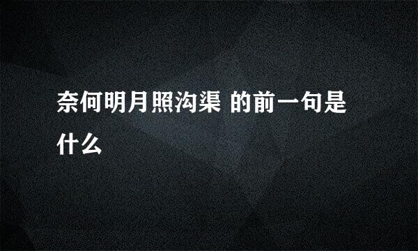 奈何明月照沟渠 的前一句是什么