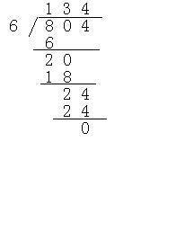 列竖式计算题三年级804÷6