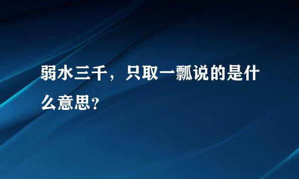 弱水三千，只取一瓢说的是什么意思？