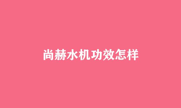 尚赫水机功效怎样