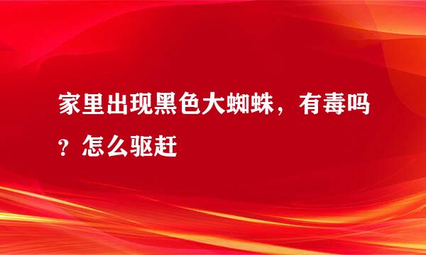 家里出现黑色大蜘蛛，有毒吗？怎么驱赶