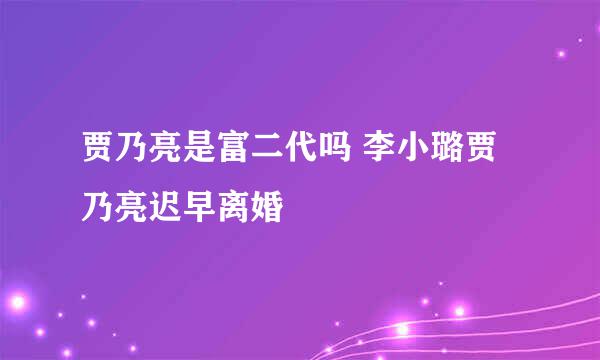 贾乃亮是富二代吗 李小璐贾乃亮迟早离婚