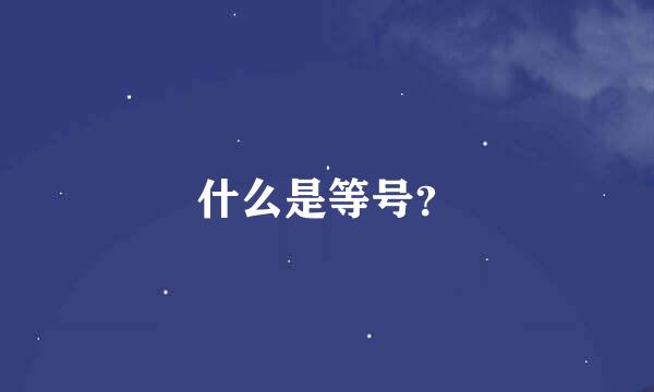 什么是等号？