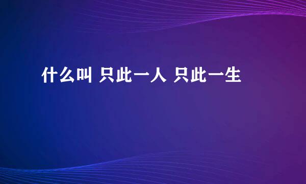 什么叫 只此一人 只此一生