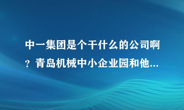 中一集团是个干什么的公司啊？青岛机械中小企业园和他有什么关系？