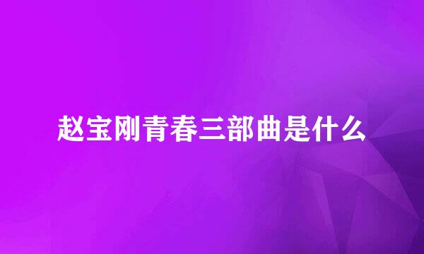 赵宝刚青春三部曲是什么