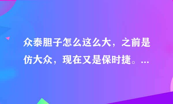 众泰胆子怎么这么大，之前是仿大众，现在又是保时捷。。。不怕被告么？？？