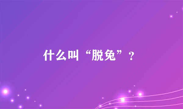 什么叫“脱兔”？