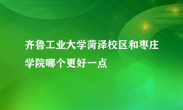 齐鲁工业大学菏泽校区和枣庄学院哪个更好一点