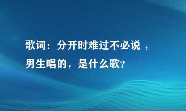 歌词：分开时难过不必说 ，男生唱的，是什么歌？