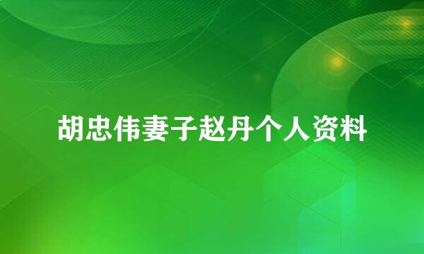 胡忠伟妻子赵丹个人资料