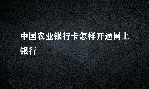 中国农业银行卡怎样开通网上银行