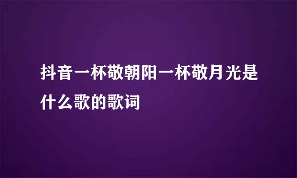 抖音一杯敬朝阳一杯敬月光是什么歌的歌词