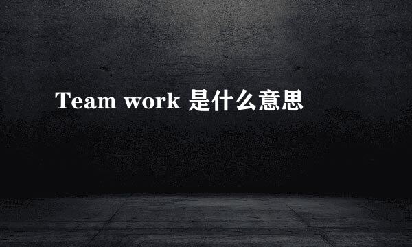 Team work 是什么意思