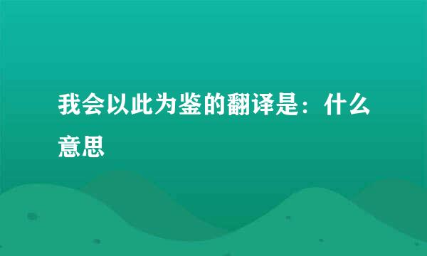 我会以此为鉴的翻译是：什么意思